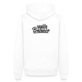VANlifeBalance - Männer Premium Bio Hoodie - Weiß - Hinten - Nico (187cm)