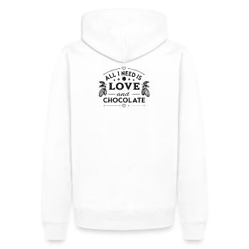 all i need is love and chocolate - Männer Premium Bio Hoodie - Weiß - Hinten - Nico (187cm)