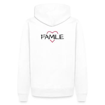 Familie Herz Liebe Gemeinschaft Zusammenhalt - Männer Premium Bio Hoodie - Weiß - Hinten - Nico (187cm)