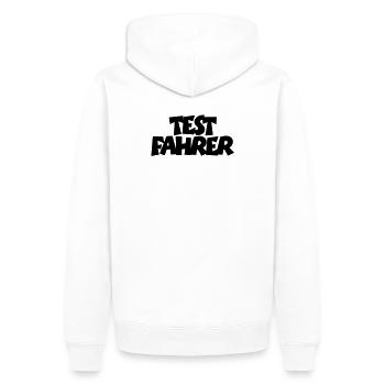 Testfahrer - Männer Premium Bio Hoodie - Weiß - Hinten - Nico (187cm)