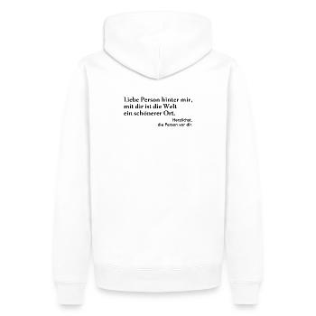 An Die Person Hinter Mir Liebe Person Hinter Mir  - Männer Premium Bio Hoodie - Weiß - Hinten - Nico (187cm)