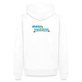 Meerverliebt Leuchtturm Herzdesign - Männer Premium Bio Hoodie - Weiß - Hinten - Nico (187cm)
