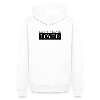 Lacs appréciés aimés - Sweat à capuche Premium bio Homme - blanc - Dos - Nico (187cm)