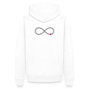 Signe infini coeur signe symbole cadeau amour - Sweat à capuche Premium bio Homme - blanc - Dos - Nico (187cm)