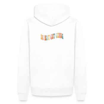 Retro 70s Groovy Du Bist Gut Genug Hippie Boho - Männer Premium Bio Hoodie - Weiß - Hinten - Nico (187cm)