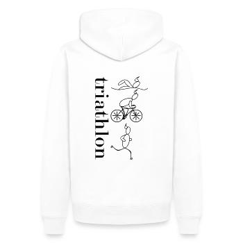 Triathlon - vertikal - Männer Premium Bio Hoodie - Weiß - Hinten - Nico (187cm)