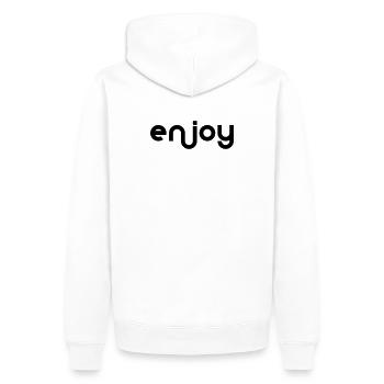 Enjoy - Männer Premium Bio Hoodie - Weiß - Hinten - Nico (187cm)
