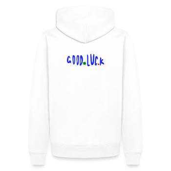Bonne chance - Sweat à capuche Premium bio Homme - blanc - Dos - Nico (187cm)