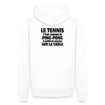 Tennis, Tennis-Comedy, Tischtennis - Männer Premium Bio Hoodie - Weiß - Hinten - Nico (187cm)
