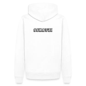 Schatzi Tshirt black - Männer Premium Bio Hoodie - Weiß - Hinten - Nico (187cm)