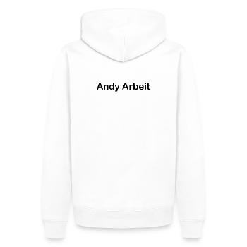 Andy Arbeit - Männer Premium Bio Hoodie - Weiß - Hinten - Nico (187cm)