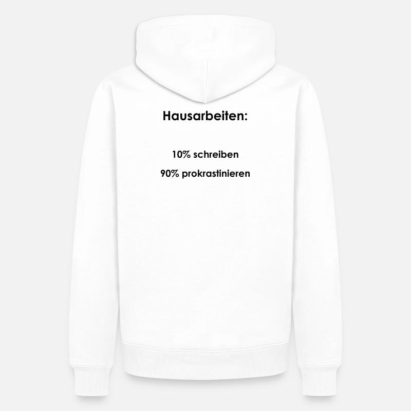 Unispruch "Hausarbeiten" Geschenk, Studenten - Männer Premium Bio Hoodie - Weiß