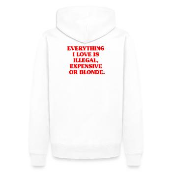 Everything I Love Illegal Expensive Blonde Männer - Männer Premium Bio Hoodie - Weiß - Hinten - Nico (187cm)