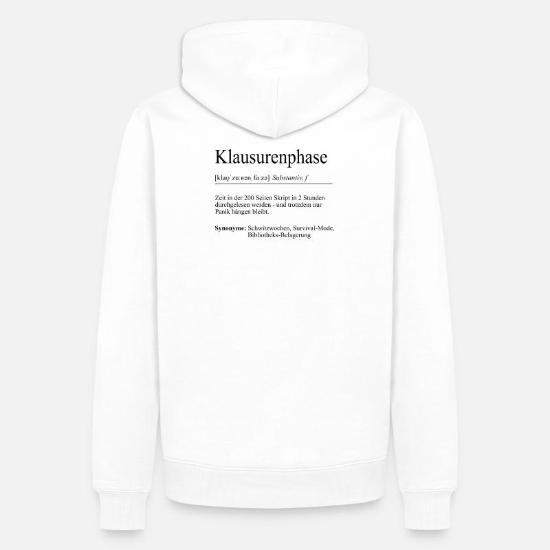 Unispruch « Phase d’examen » Cadeau, étudiants - Sweat à capuche Premium bio Homme - blanc