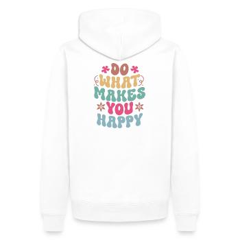Citations motivantes pour faire ce qui vous rend heureux - Sweat à capuche Premium bio Homme - blanc - Dos - Nico (187cm)
