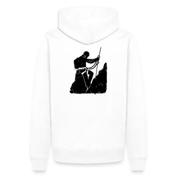 Klettersteig Abenteuer – Via Ferrata Design - Männer Premium Bio Hoodie - Weiß - Hinten - Nico (187cm)