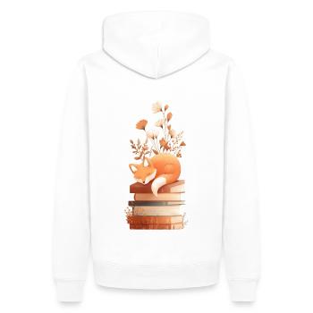 Renard sur pile de livres - Sweat à capuche Premium bio Homme - blanc - Dos - Nico (187cm)
