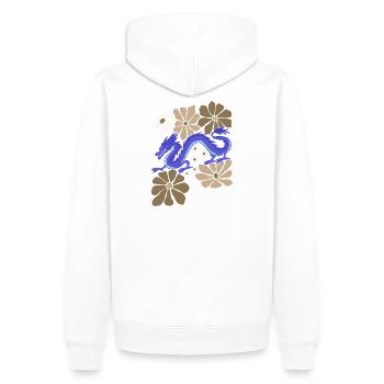 Blumenblauer Drache - Männer Premium Bio Hoodie - Weiß - Hinten - Nico (187cm)