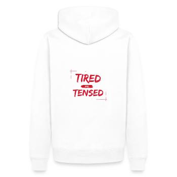 Tired and Tensed - Männer Premium Bio Hoodie - Weiß - Hinten - Nico (187cm)