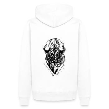 Stier - Männer Premium Bio Hoodie - Weiß - Hinten - Nico (187cm)