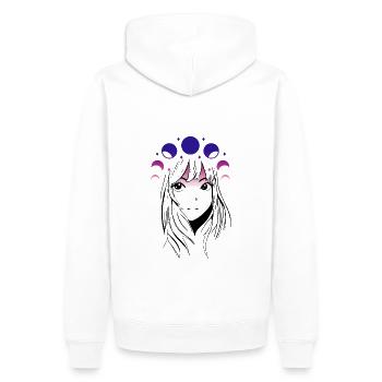 Anime Girl Mond - Männer Premium Bio Hoodie - Weiß - Hinten - Nico (187cm)