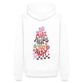 Do What Makes You Happy Retro Spruch - Männer Premium Bio Hoodie - Weiß - Hinten - Nico (187cm)