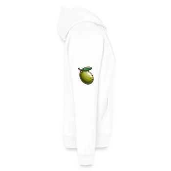 Illustration de Olive Verte Nature - Sweat à capuche Premium bio Homme - blanc - Droite - Nico (187cm)