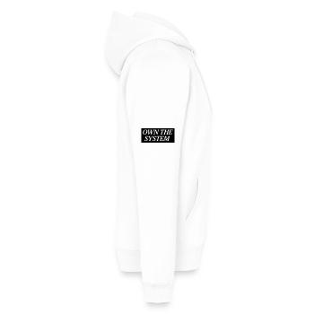 Posséder le système - Das eigene System - Sweat à capuche Premium bio Homme - blanc - Droite - Nico (187cm)