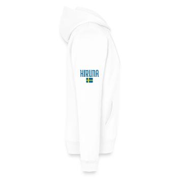 Kiruna mit der schwedischen Flagge - Männer Premium Bio Hoodie - Weiß - Rechts - Nico (187cm)