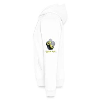 Avocado Print with Whimsical Cupcake Motif - Men’s Premium Organic Hoodie - white - Left - Nico (187cm)