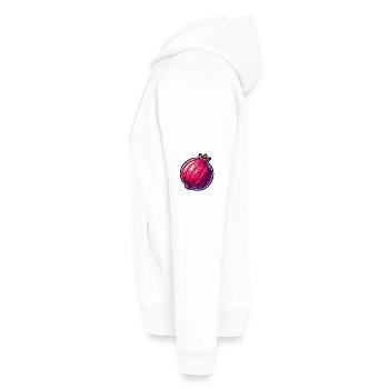 Vibrant Hyper-Realistic Pomegranate Illustration - Men’s Premium Organic Hoodie - white - Left - Nico (187cm)