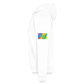 Kunter Mutig Farbexplosion - Männer Premium Bio Hoodie - Weiß - Links - Nico (187cm)