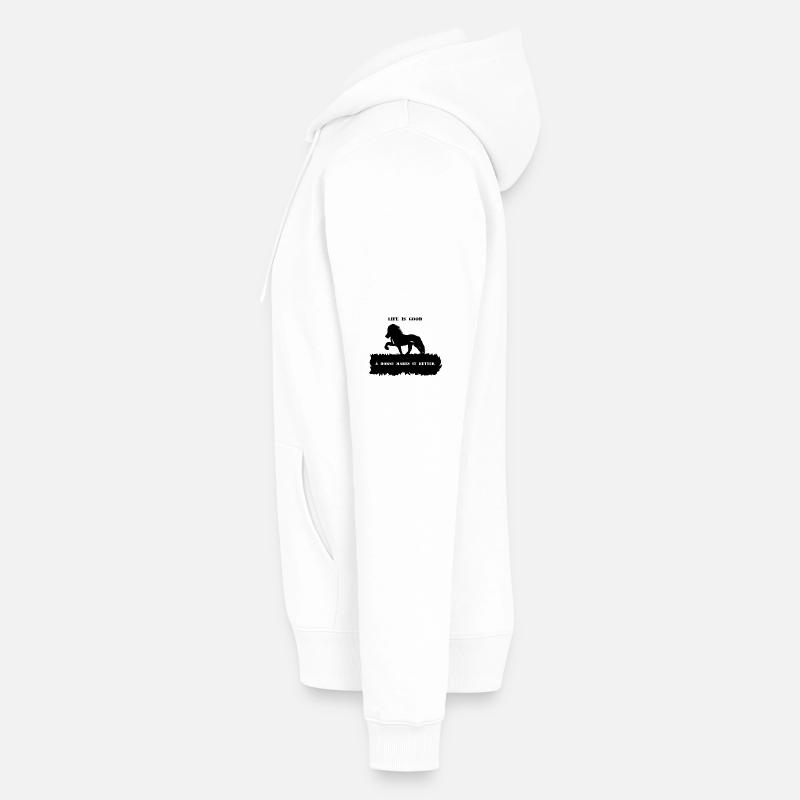Spruch 2 mit Pferd 1 schwarz - Männer Premium Bio Hoodie - Weiß