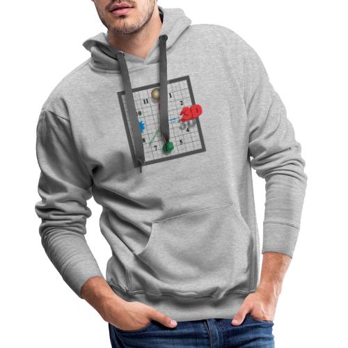 3D O'Clock, Square shape, with numbers and models. - Men's Premium Hoodie