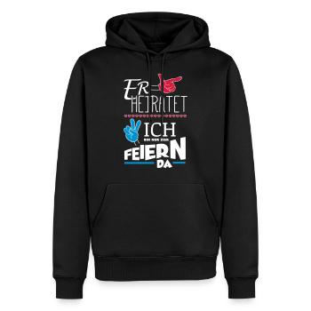 ER HEIRATET JGA - Männer Premium Bio Hoodie - Schwarz - Vorne - Nico (187cm)