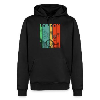 Vintage Retro Londres. Visitez England.Londoner Cadeaux - Sweat à capuche Premium bio Homme - noir - Devant - Nico (187cm)