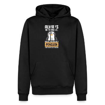Toujours être un pingouin cadeau oiseau animal mignon - Sweat à capuche Premium bio Homme - noir - Devant - Nico (187cm)