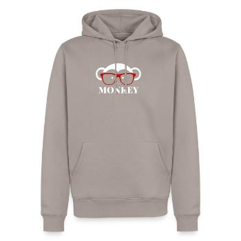 Affe mit Hipster Brille Geschenk Mensch - Sweat à capuche Premium bio Homme - taupe - Devant - Nico (187cm)