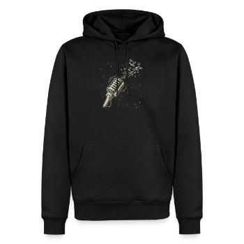 Vintage micro partitions explosion musique son plaisir - Sweat à capuche Premium bio Homme - noir - Devant - Nico (187cm)