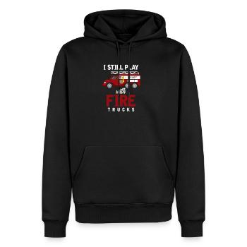 Pompier pompier rouge vintage voiture héros - Sweat à capuche Premium bio Homme - noir - Devant - Nico (187cm)