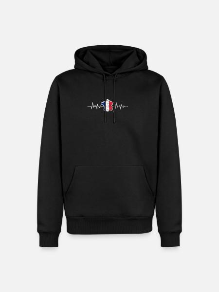 France - Sweat à capuche Premium bio Homme - noir