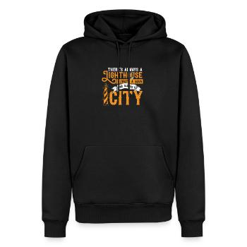 Leuchtturm Meer Licht Geschenk Wasser Stern Spaß - Männer Premium Bio Hoodie - Schwarz - Vorne - Nico (187cm)