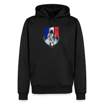 Drapeau de la France dans l'espace des astronautes Lune - Sweat à capuche Premium bio Homme - noir - Devant - Nico (187cm)