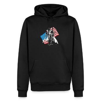 Chevalier Croisé Amérique Usa Drapeau Jérusalem - Sweat à capuche Premium bio Homme - noir - Devant - Nico (187cm)