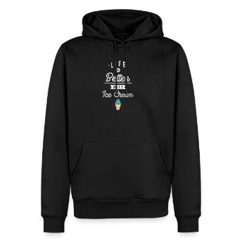 Leben ist besser mit Eiscreme Sommer Urlaub Freund - Männer Premium Bio Hoodie - Schwarz - Vorne - Nico (187cm)