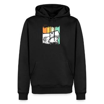 Hai Fisch vintage bunt Geschenk Meer Ozean Tier - Männer Premium Bio Hoodie - Schwarz - Vorne - Nico (187cm)