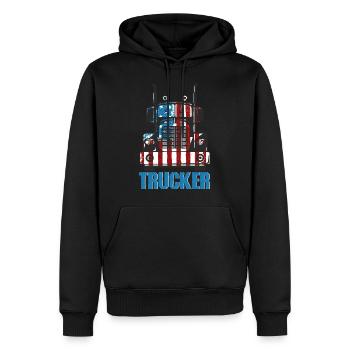 Patriotic American Trucker Fernfahrer LKW-Fahrer - Sweat à capuche Premium bio Homme - noir - Devant - Nico (187cm)