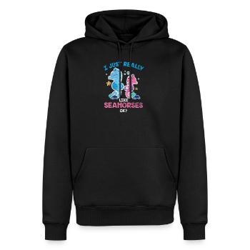 Hippocampe hippocampe poisson mer océan cadeau - Sweat à capuche Premium bio Homme - noir - Devant - Nico (187cm)