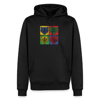 Bär Pop-Art Zoo Tierpark Raubtier Bunt Wald - Männer Premium Bio Hoodie - Schwarz - Vorne - Nico (187cm)