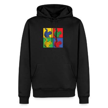 Écureuil noix forêt arbre animal cadeau vintage - Sweat à capuche Premium bio Homme - noir - Devant - Nico (187cm)